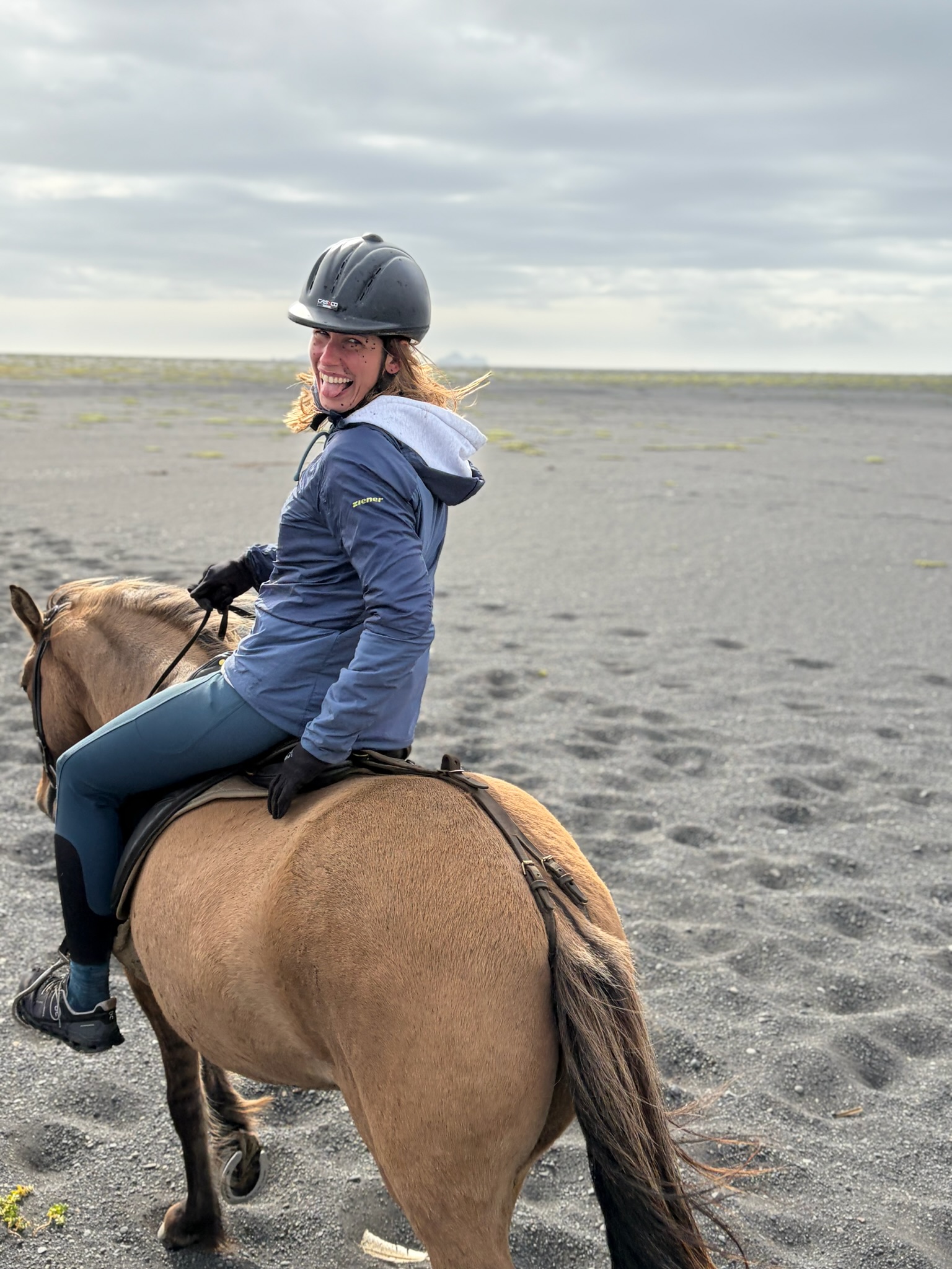"Don't gallop behind me or you'll get muddy” she said.